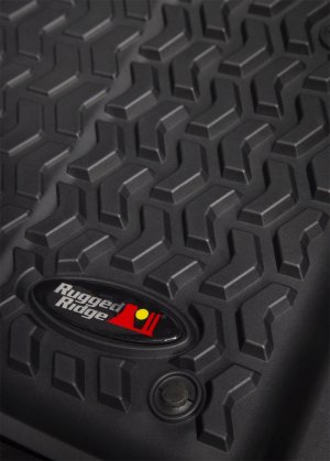 Jeep Gladiator Floor Liners - Front - Rugged Ridge - Deep Tread Technology - Black - `20-`21